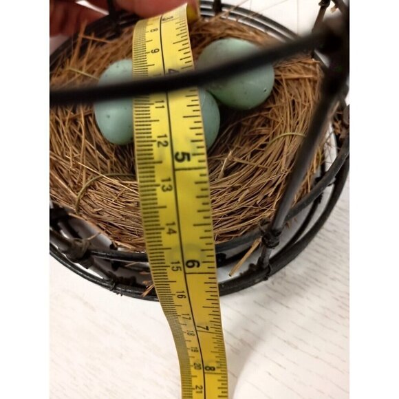 Vintage Metal Wire Cage With Bird Nest & Eggs Farmhouse Rustic Hanging Decor - Picture 9 of 9